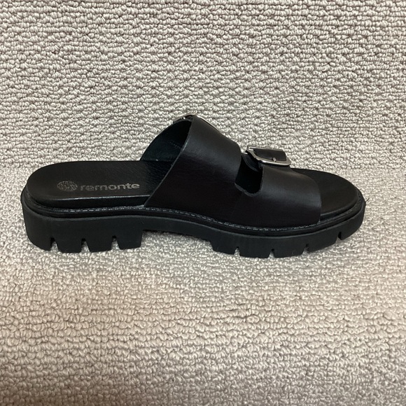 Remonte size 40 Black Leather Platform Sandals - Picture 5 of 8